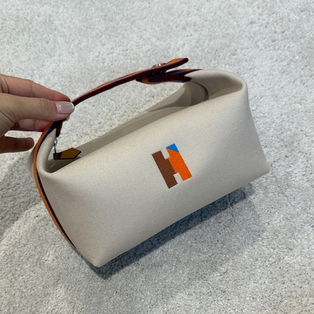 Hermes Canvas Handbag with Colorful Logo